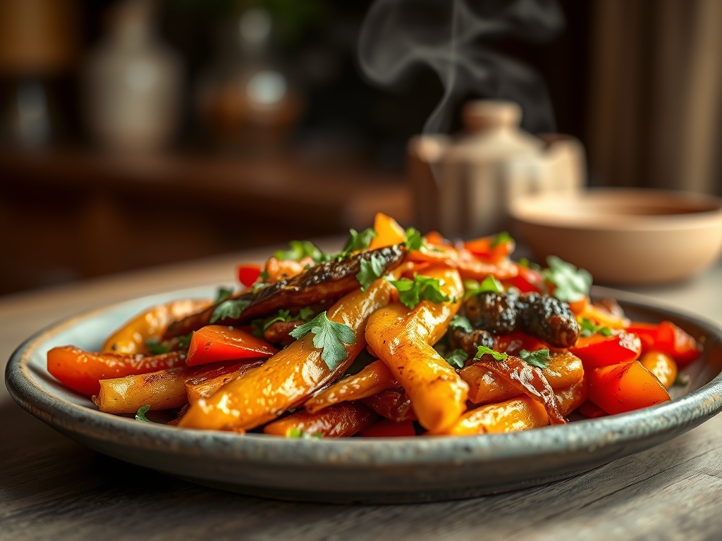 Fajitas de vegetales al horno