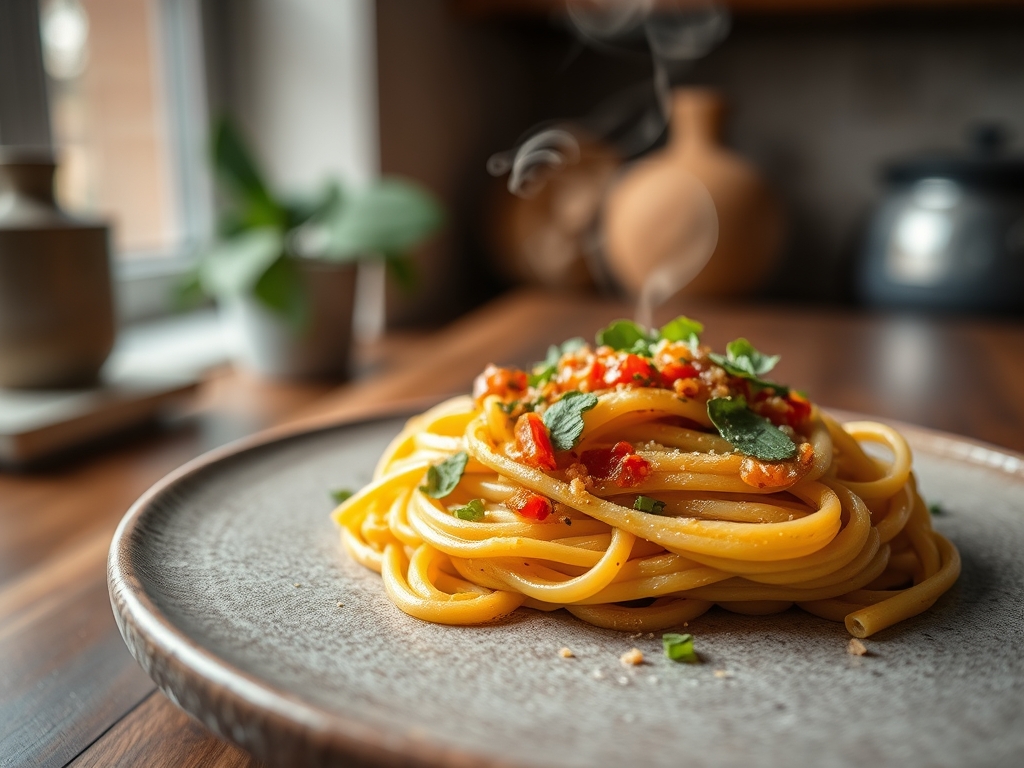 Pasta con salsa de aguacate