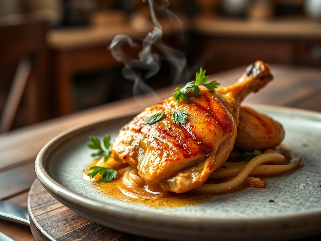 Pollo al vapor jugoso