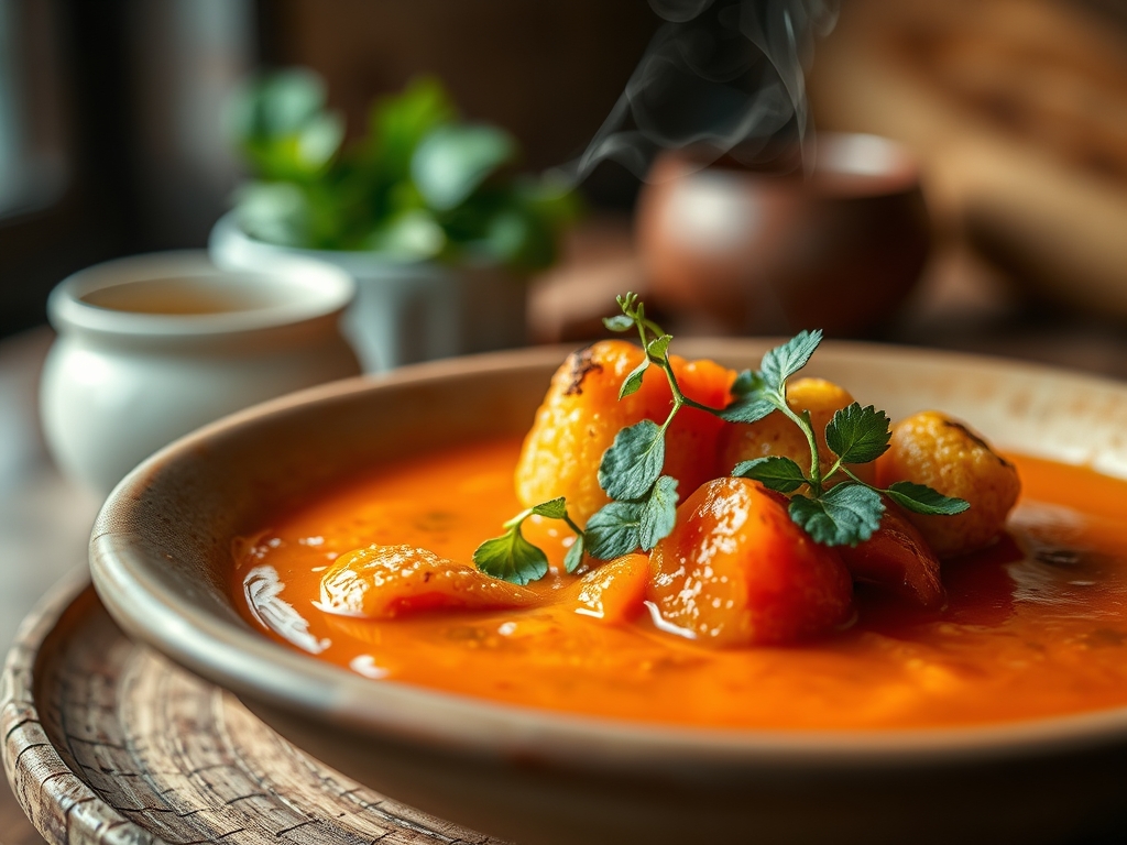 Sopa de tomate y albahaca