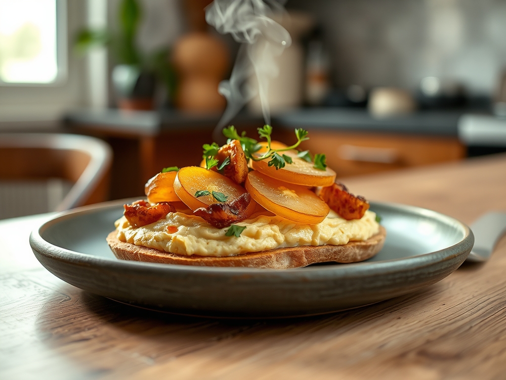 Tostada de hummus y pepino