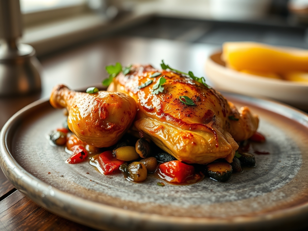 Pollo al horno con verduras