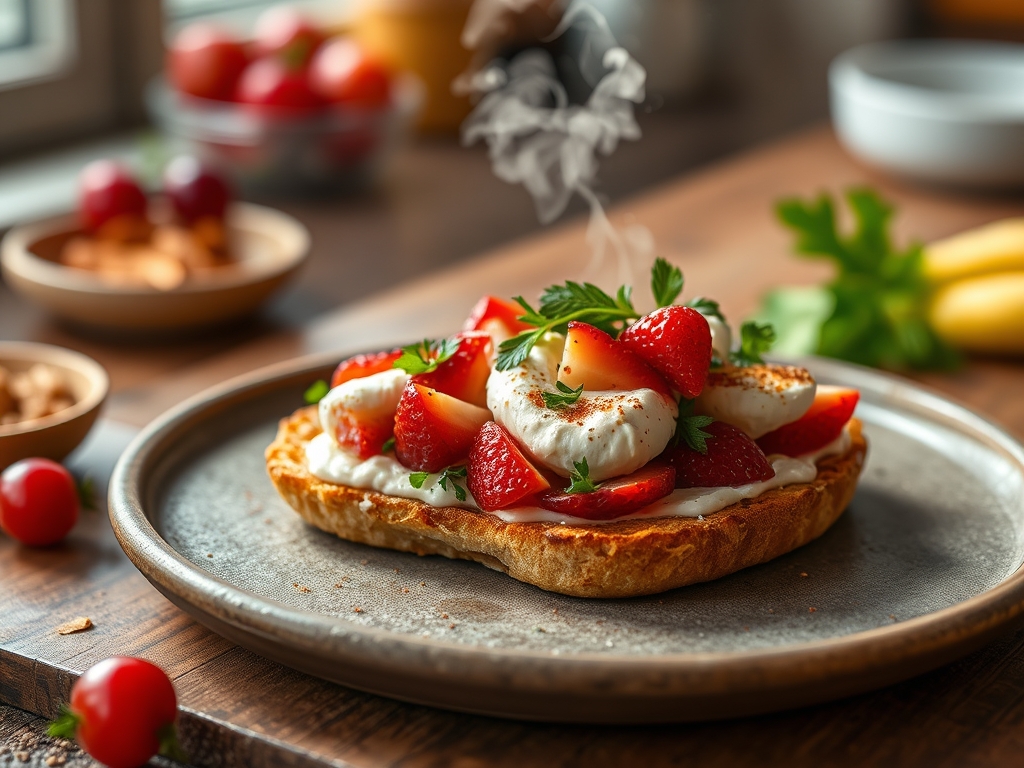 Tostada de ricotta y fresas
